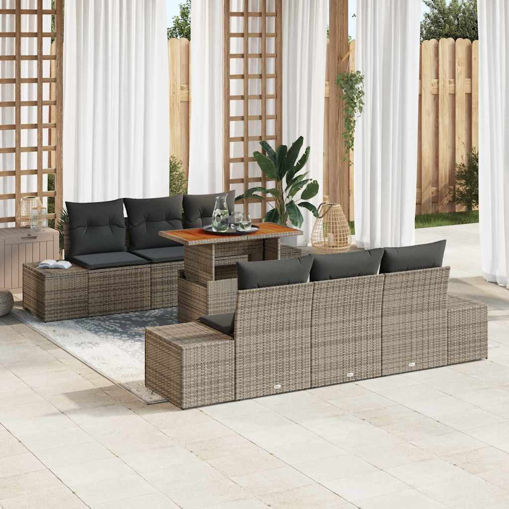 Sjedeća garnitura za vrt 7 kom. Siva poliratan