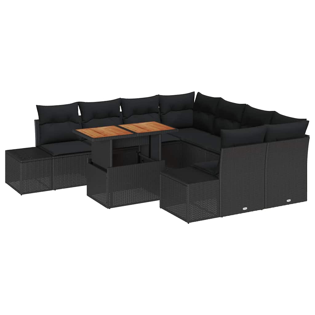 Vrtni set za objed s jastukom 9 pcs Crna i smeđa