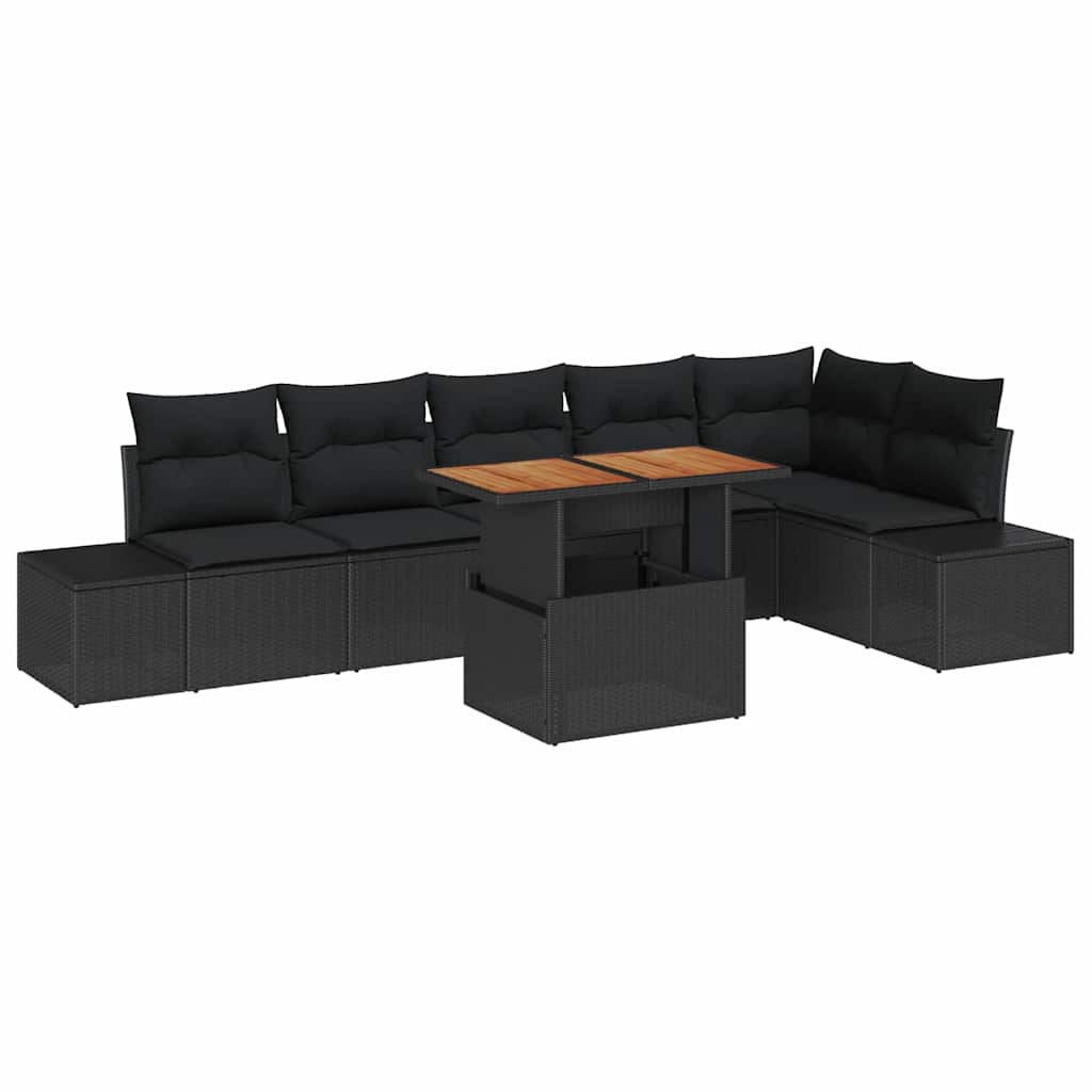 Vrtni set za objed s jastukom 7 pcs Crna i smeđa