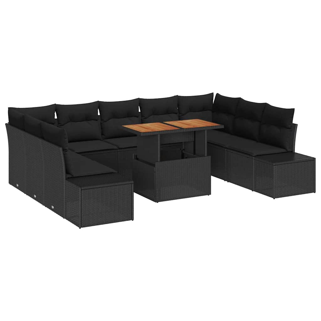 Vrtni set za objed s jastukom 10 pcs Crna i smeđa