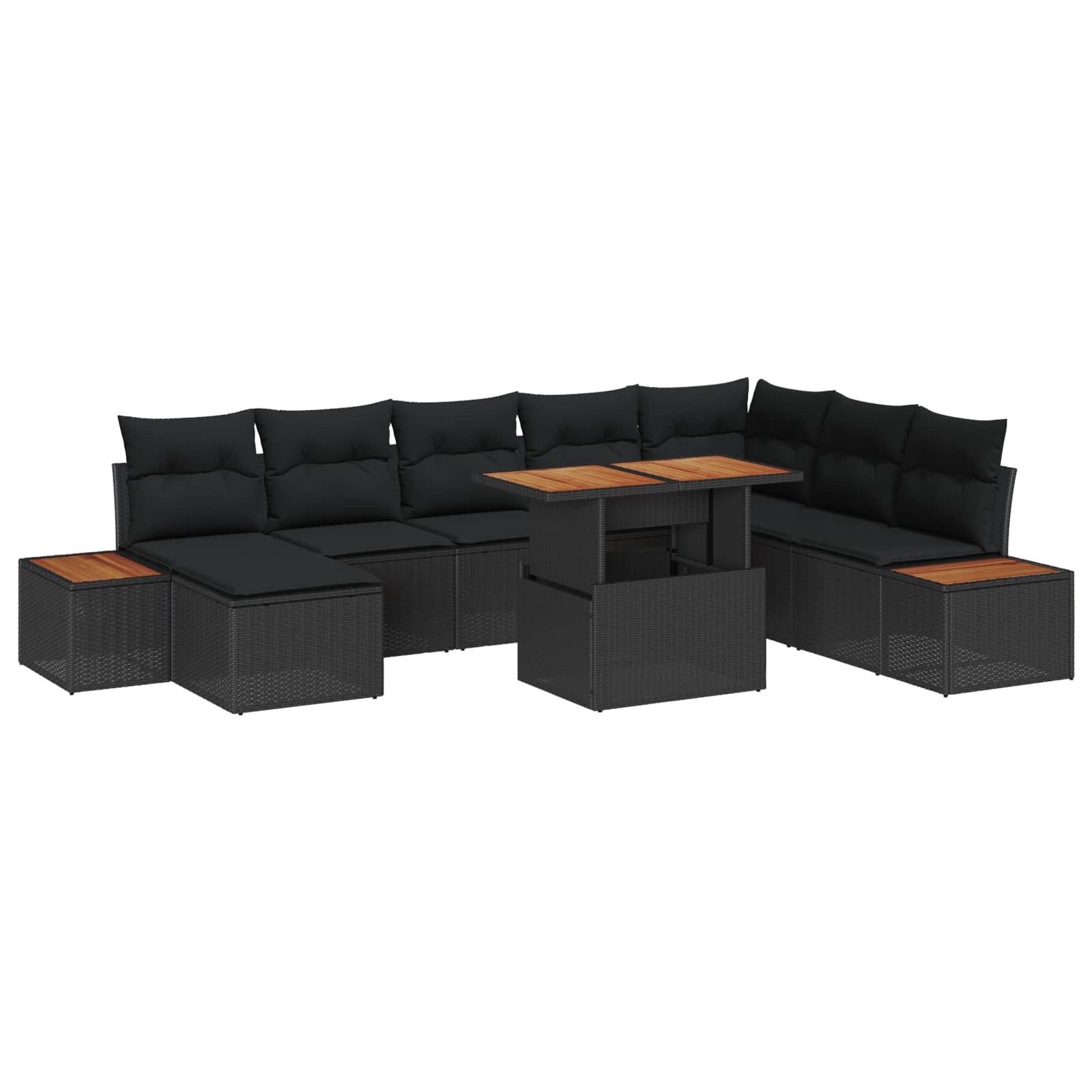Vrtni set za objed s jastukom 9 pcs Crna i smeđa