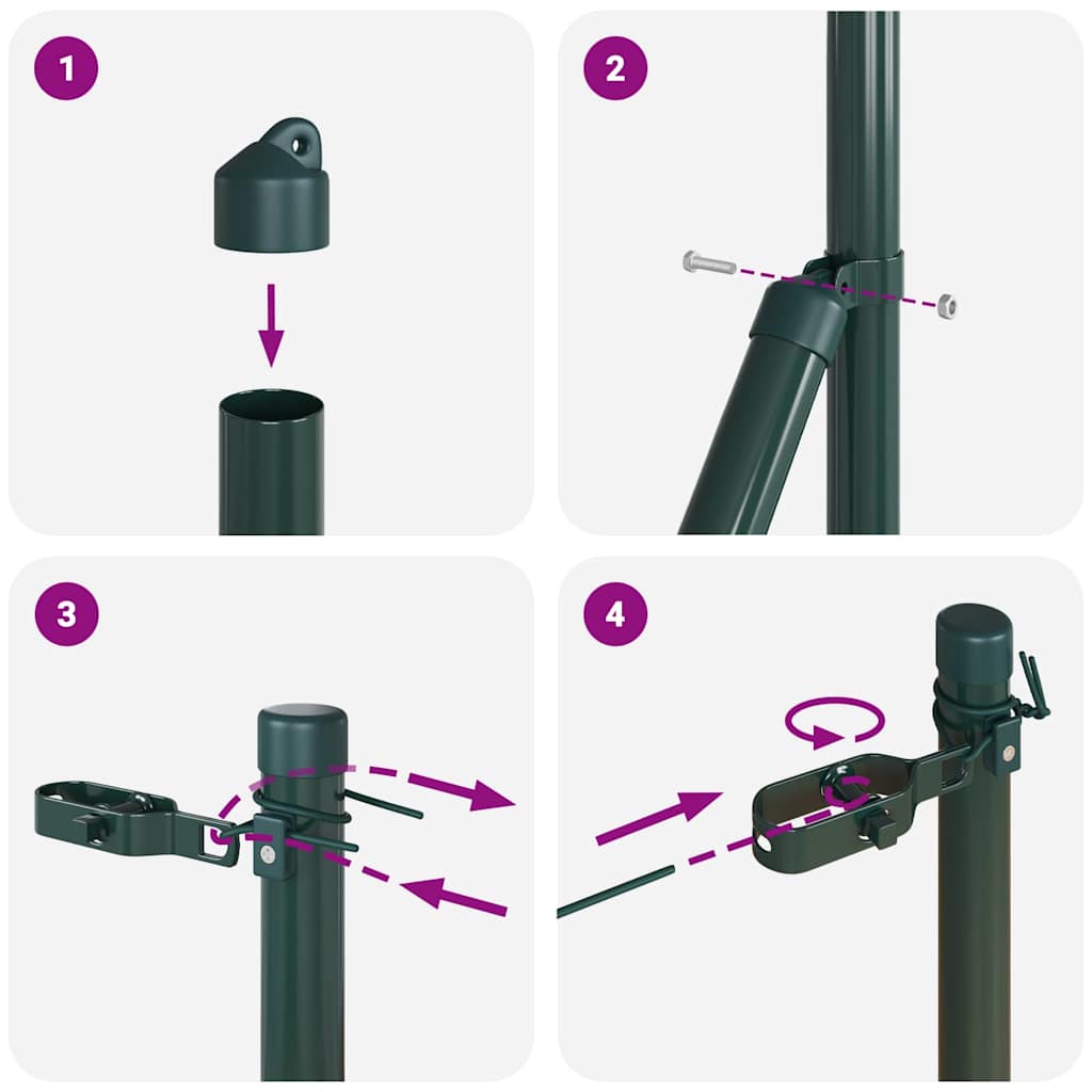 Stup za ogradu 52 pcs Zelena 3,2 x 3,2 x 190 cm