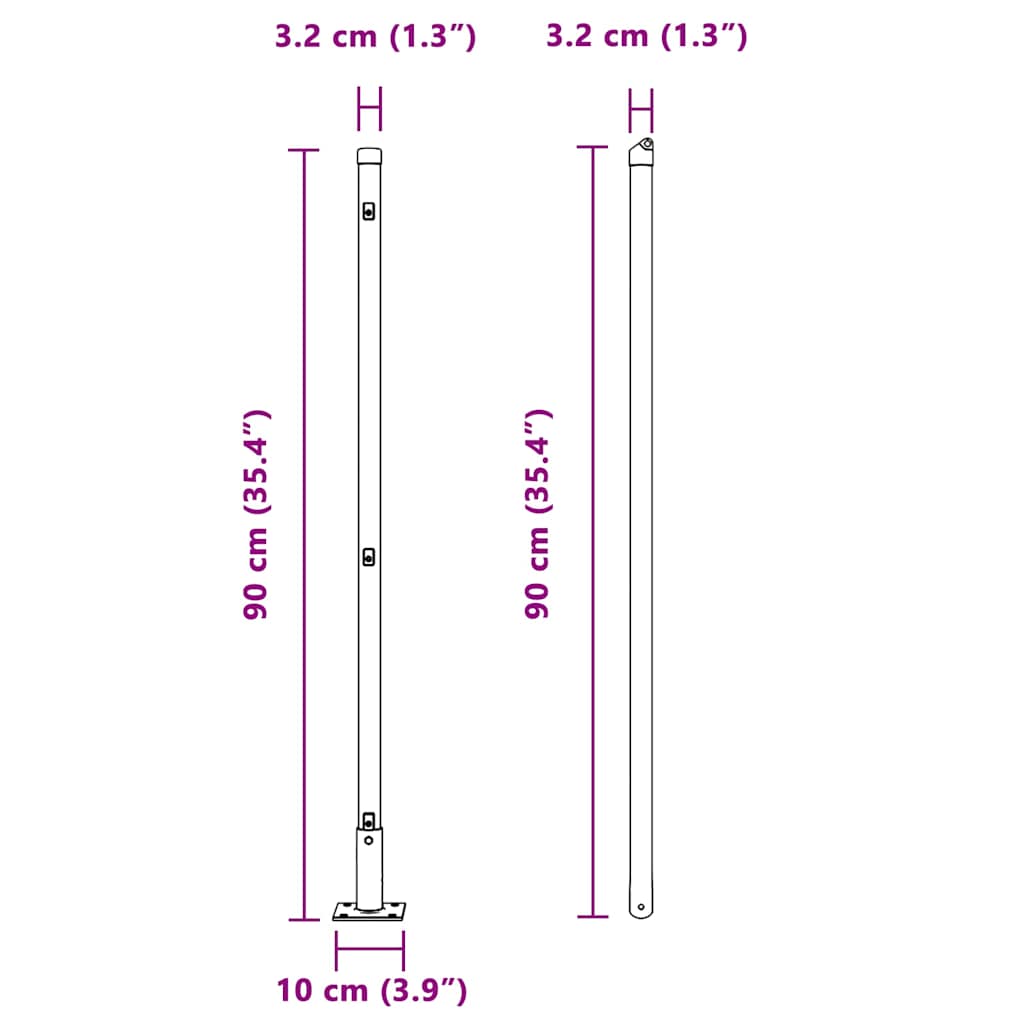 Stup za ogradu 26 pcs Siva 3,2 x 3,2 x 90 cm