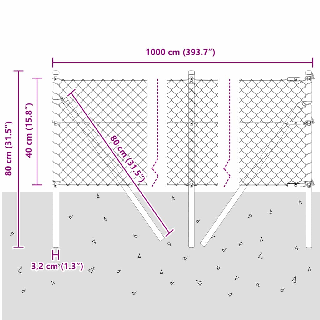 Stup za ogradu Zelena 10 x 0,4 m (mreža 40 x 40 mm) Čelik i PVC