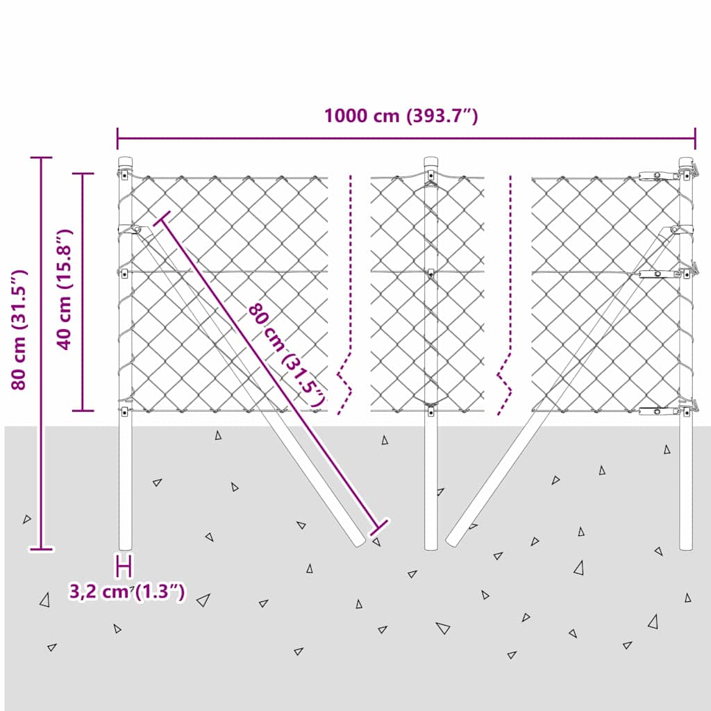 Stup za ogradu Zelena 10 x 0,4 m (mreža 60 x 60 mm) Čelik i PVC