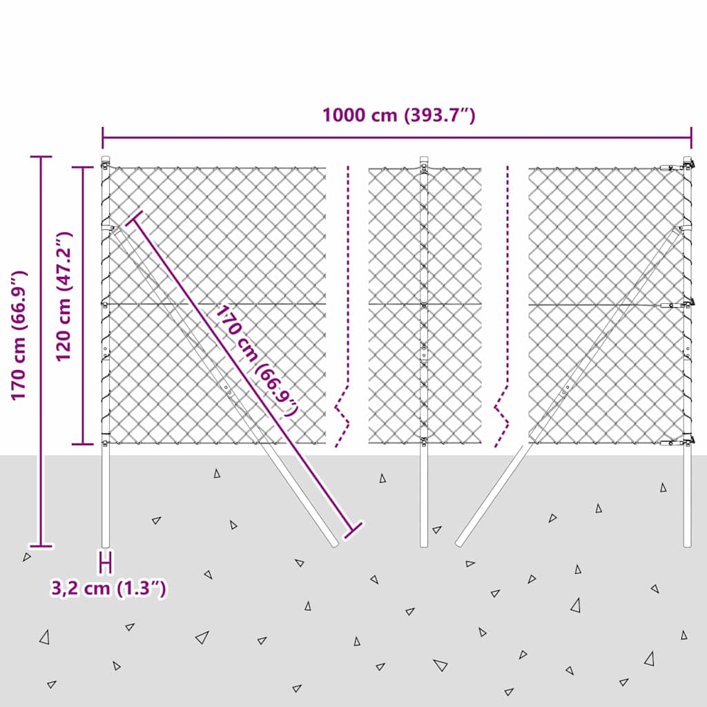 Stup za ogradu Zelena 10 x 1,2 m (60 x 60 mm mrežica)