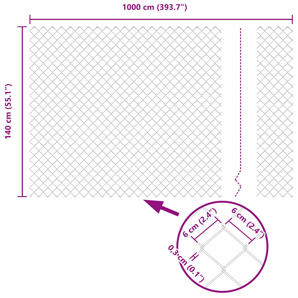 Stup za ogradu Zelena 10 x 1,4 m (60 x 60 mm mreža) Čelik i PVC