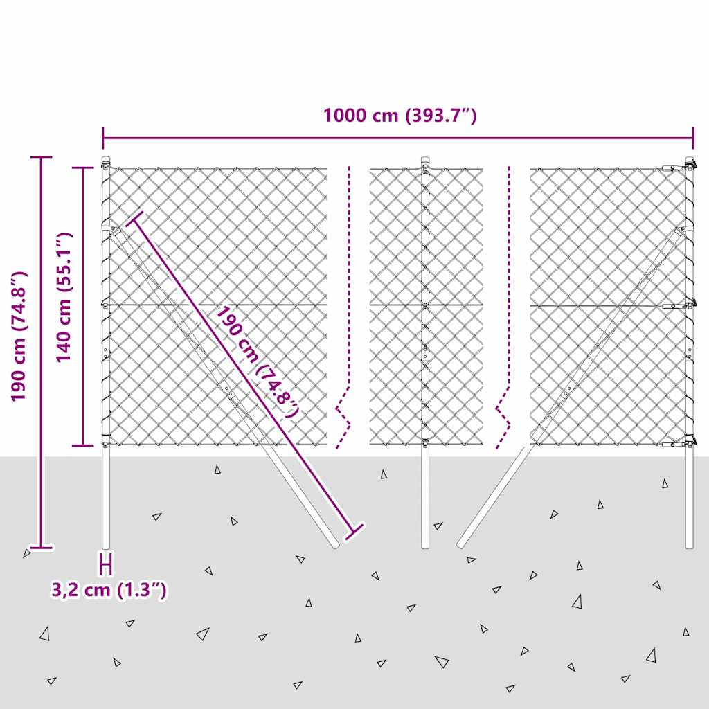 Stup za ogradu Zelena 10 x 1,4 m (60 x 60 mm mreža) Čelik i PVC