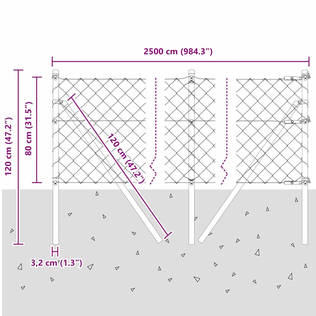 Stup za ogradu Zelena 0,8 x 25 m (mreža 60 x 60 mm) Čelik
