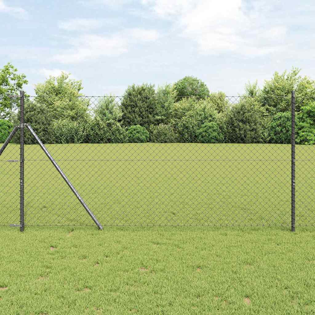Stup za ogradu Siva 10 x 1 m (mreža 40 x 40 mm) Čelik i PVC