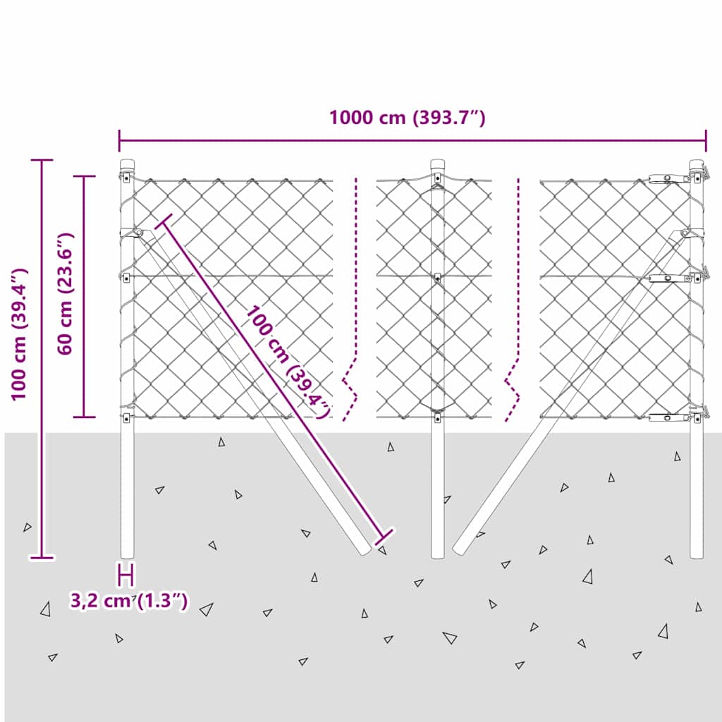 Temeljna zavarena žičana ograda 10 x 0,6 m Siva Mreža