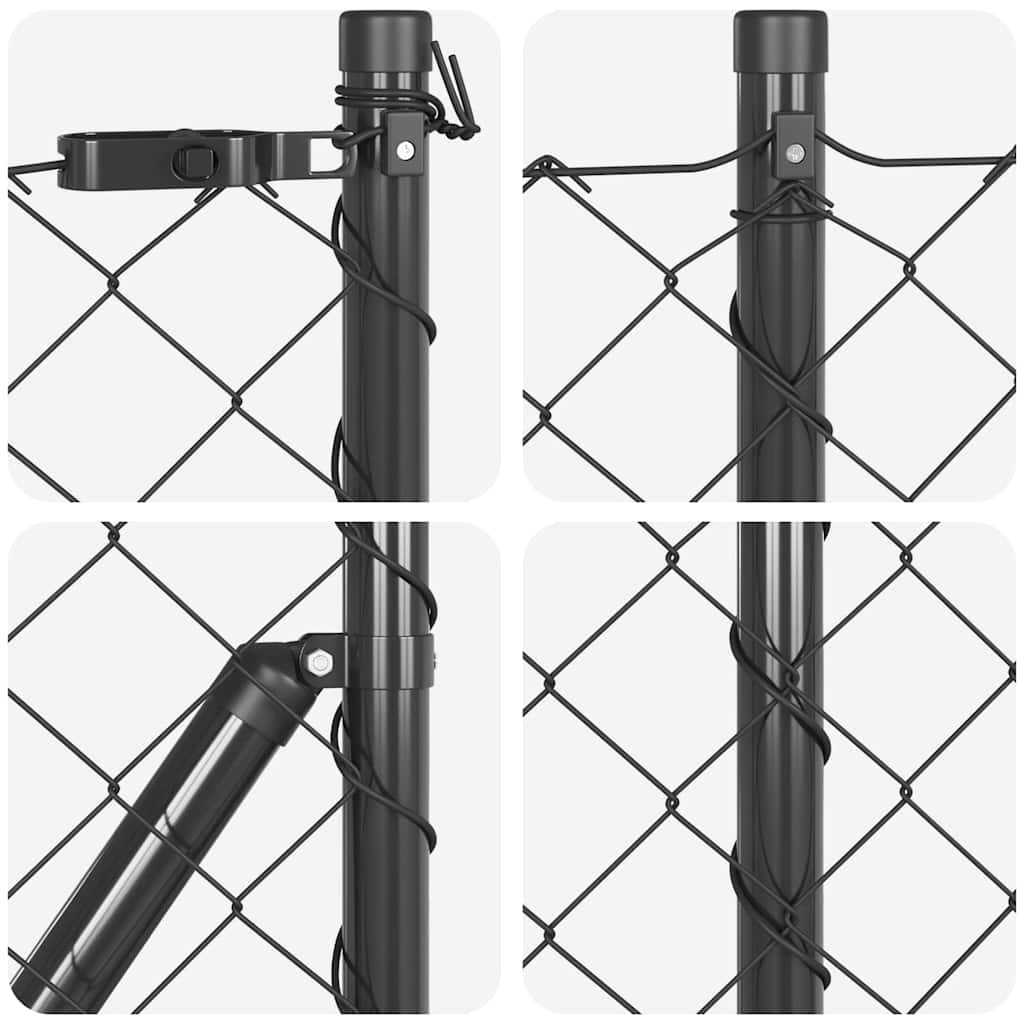 Stup za ogradu Siva 10 x 0,8 m (60 x 60 mm mreža) Čelik i PVC