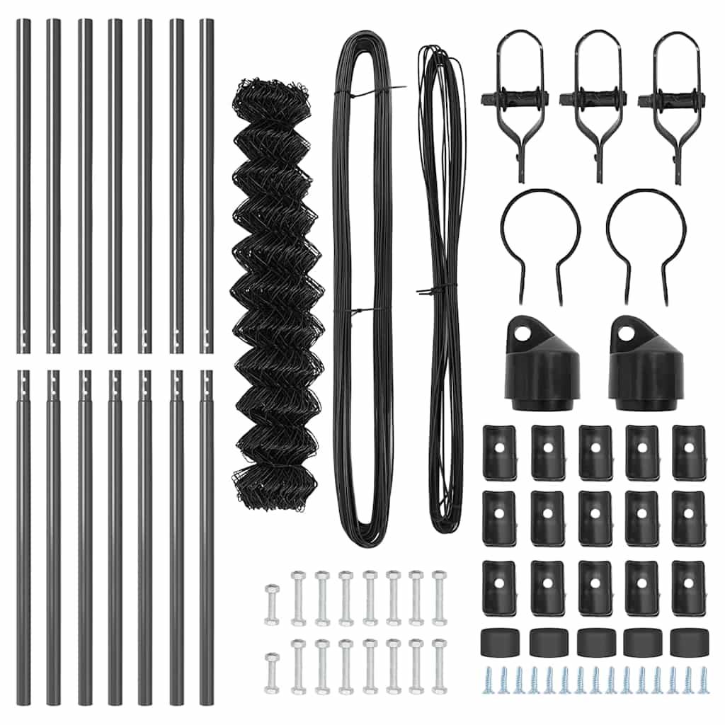 Stup za ogradu Siva 10 x 1 m (60 x 60 mm mreža) Čelik i PVC