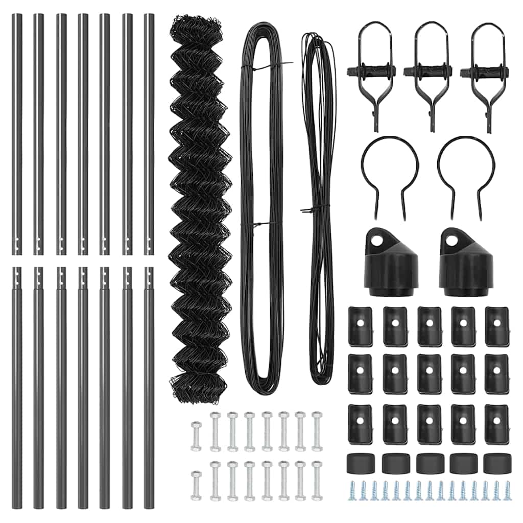 Stup za ogradu Siva 10 x 1,5 m (60 x 60 mm mreža) Čelik i PVC