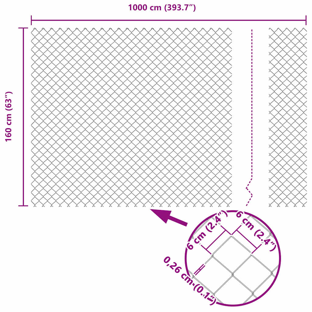 Stup za ogradu Siva 10 x 1,6 m (60 x 60 mm mreža) Čelik i PVC