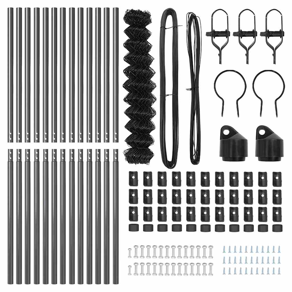 Stup za ogradu Siva 25 x 1 m (mreža 40 x 40 mm) Čelik i PVC