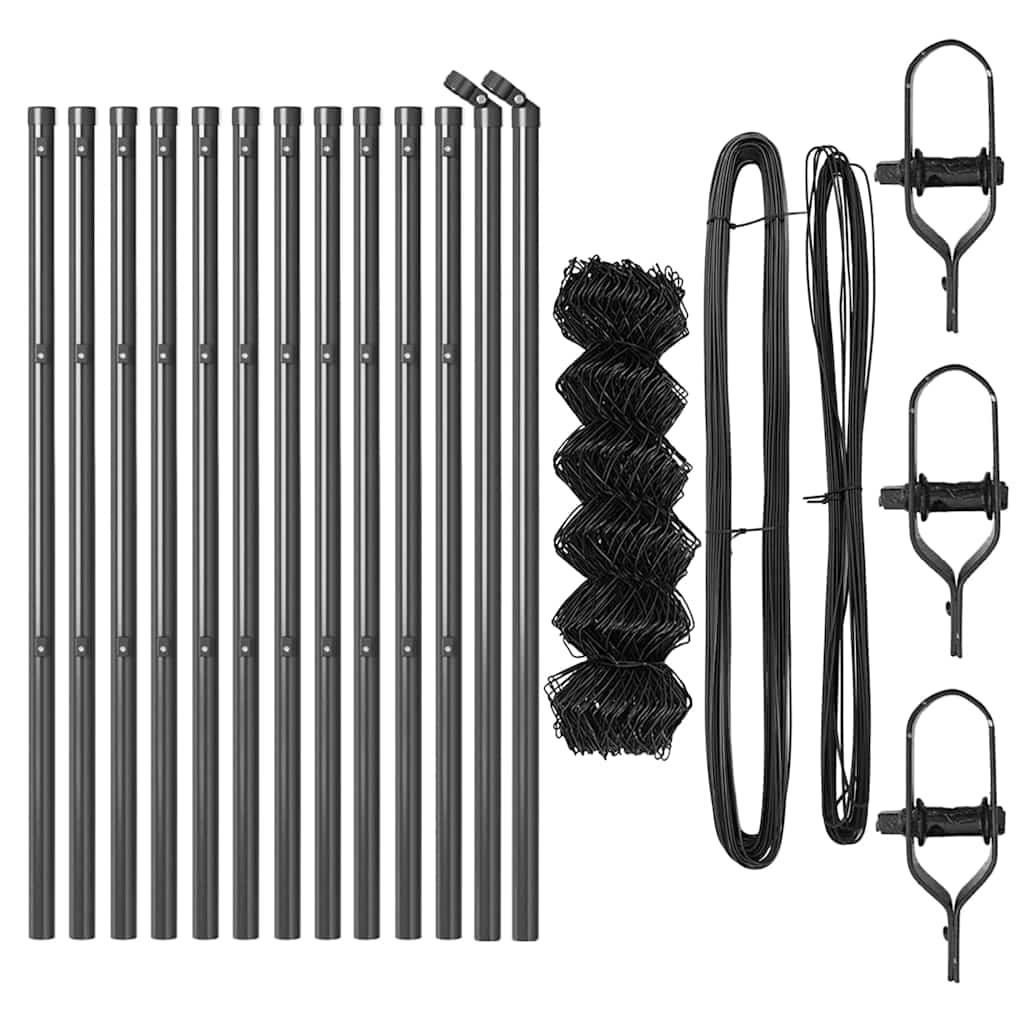 Stup za ogradu Siva 25 x 0,4 m (mreža 60 x 60 mm) Čelik i PVC