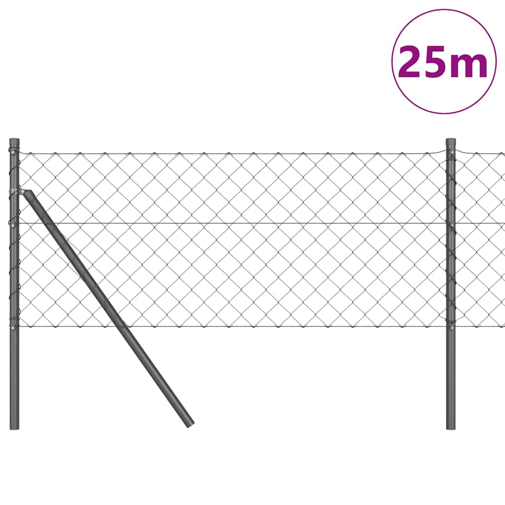 Stup za ogradu Siva 25 x 0,6 m (mreža 60 x 60 mm) Čelik i PVC