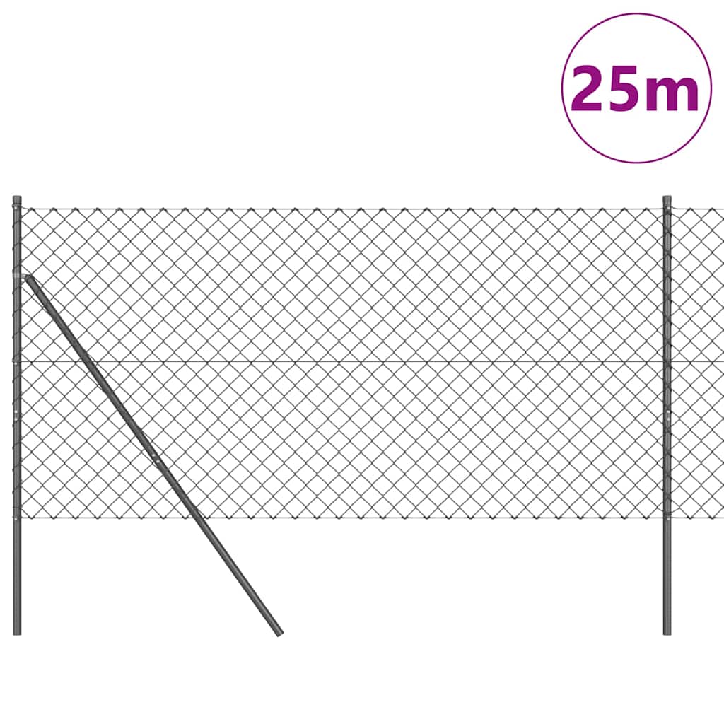 Stup za ogradu Siva 25 x 1,4 m (60 x 60 mm mreža) Čelik i PVC