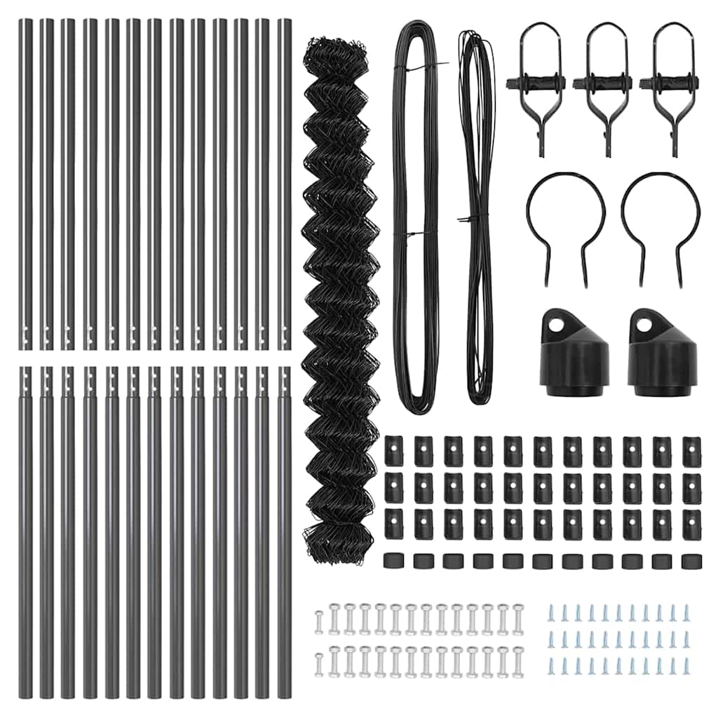 Stup za ogradu Siva 25 x 1,6 m (60 x 60 mm mreža) Čelik i PVC