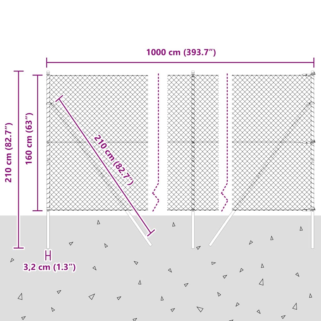 Stup za ogradu Srebrno 10 x 1,6 m (40 x 40 mm mreža) Čelik
