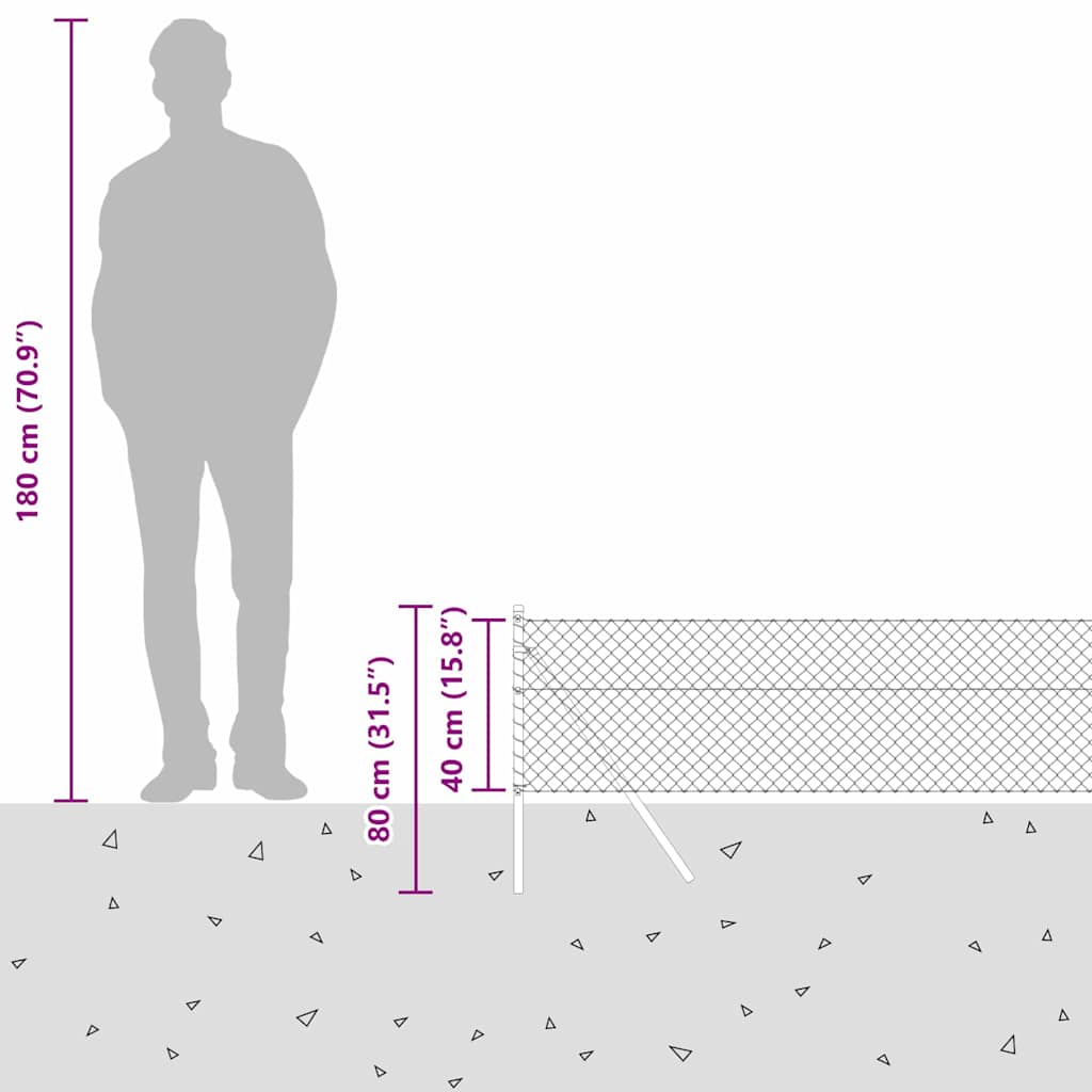 Stup za ogradu Srebrno 25 x 0,4 m (40 x 40 mm mreža) Čelik