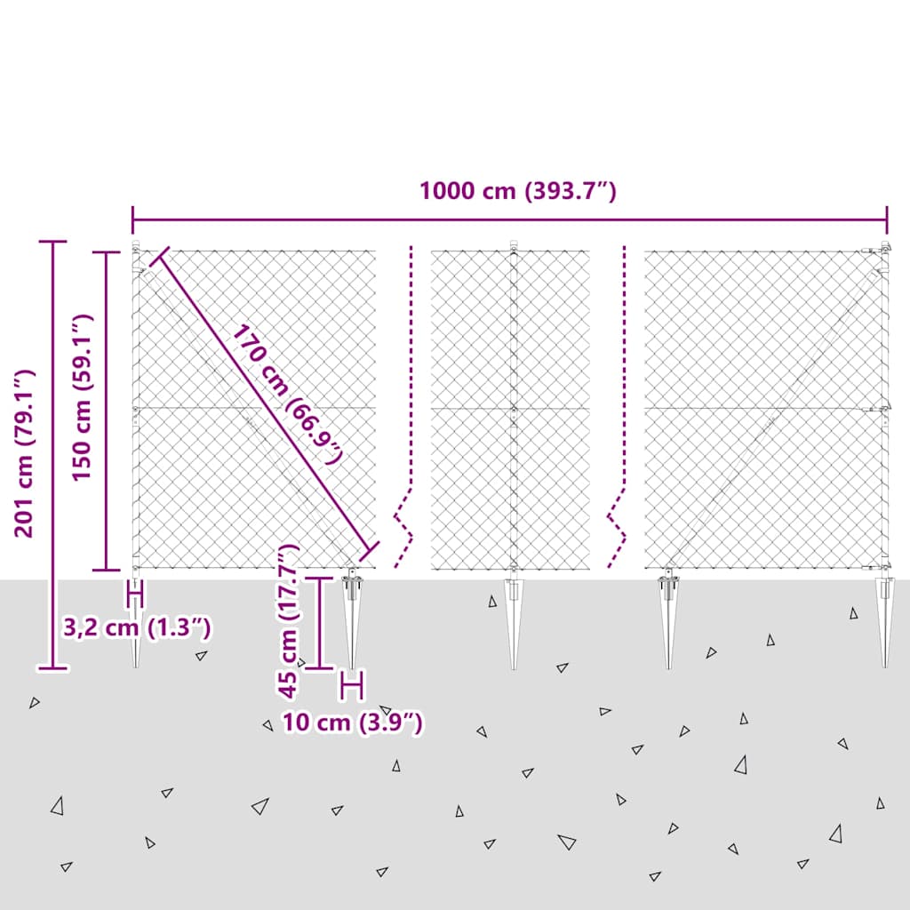 Stup za ogradu Zelena 10 x 1,5 m (60 x 60 mm mreža) Čelik i PVC