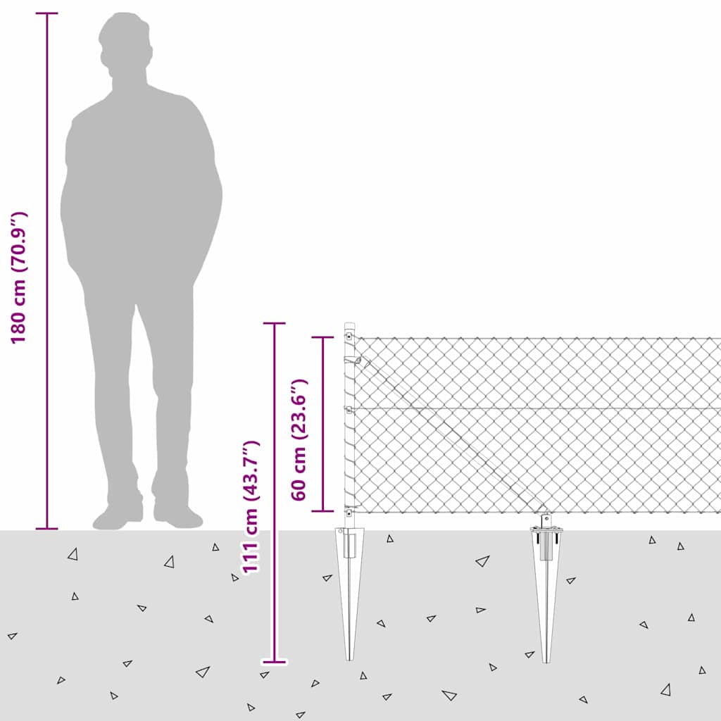 Ograda od lančane veze s šiljcima 25 x 0,6 m Zelena Mreža