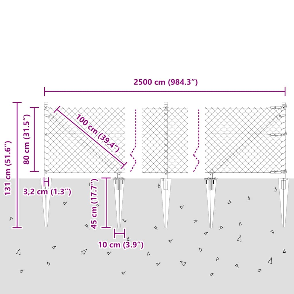 Stup za ogradu Zelena 25 x 0,8 m (mreža 40 x 40 mm) Čelik i PVC