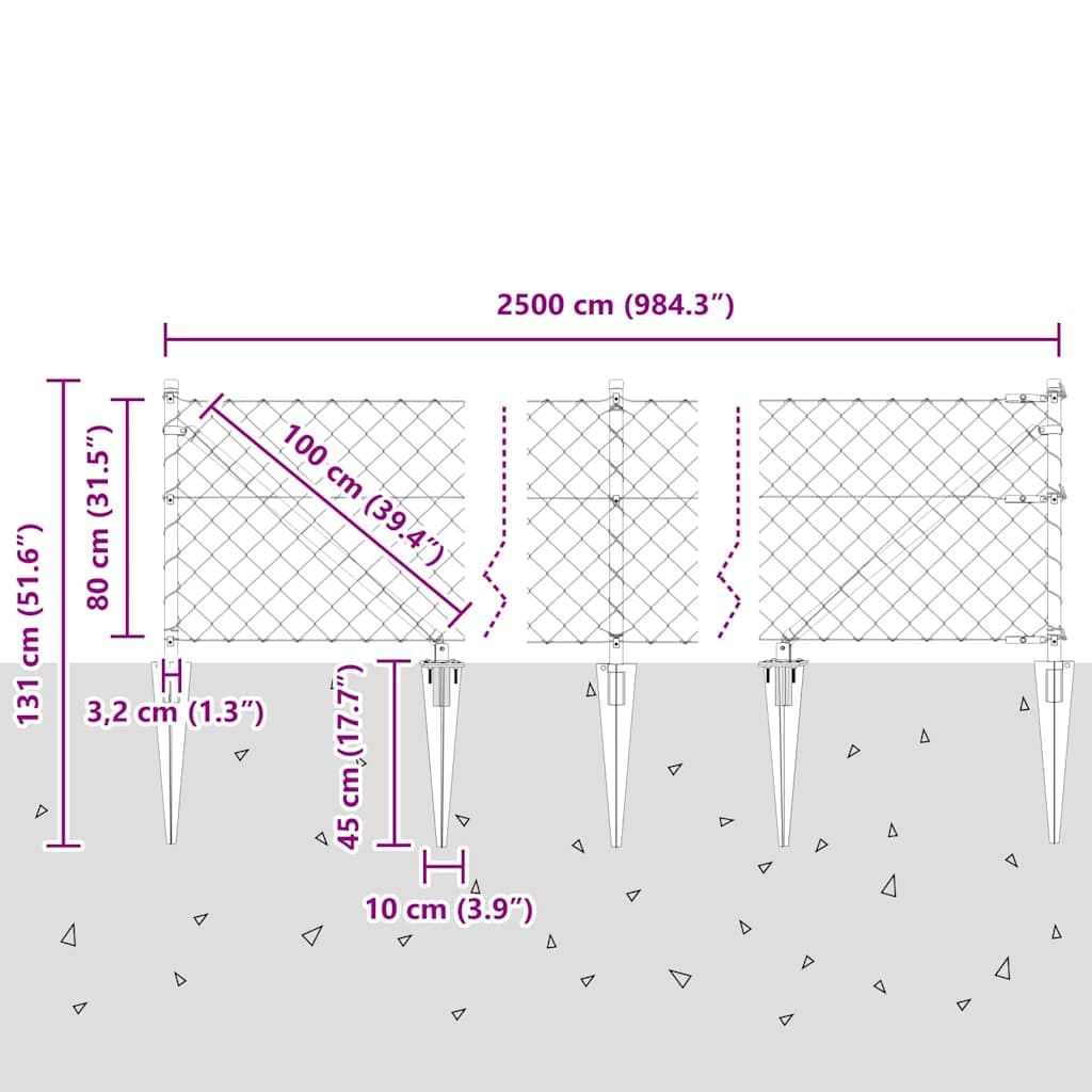 Stup za ogradu Zelena 0,8 x 25 m (mreža 60 x 60 mm) Čelik