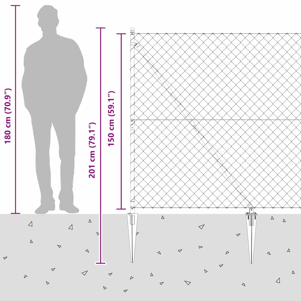 Ograda s lancima i šiljcima 10 x 1,5 m Čelik premazan PVC-om