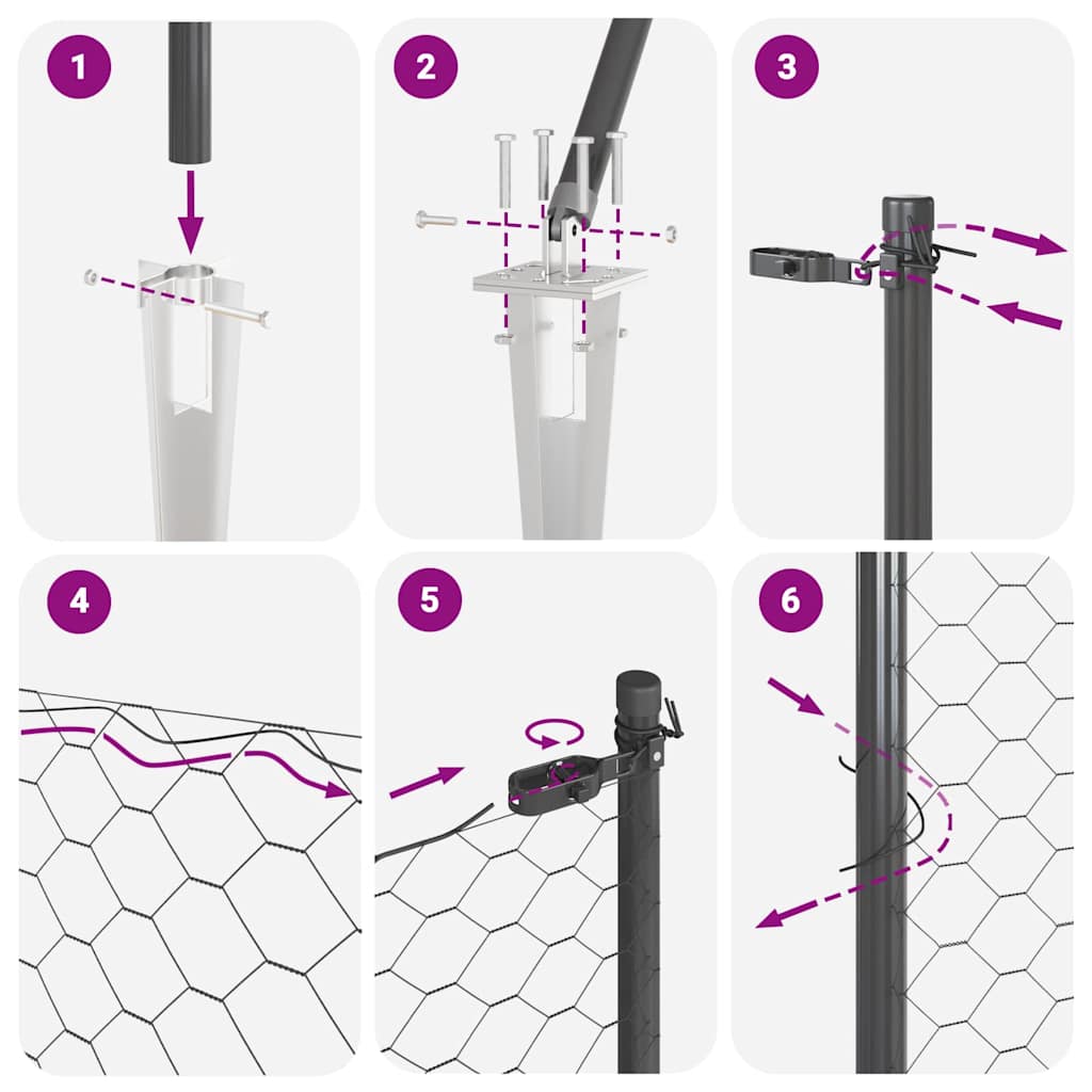 Stup za ogradu Siva 25 x 1 m (mreža 40 x 40 mm) Čelik i PVC