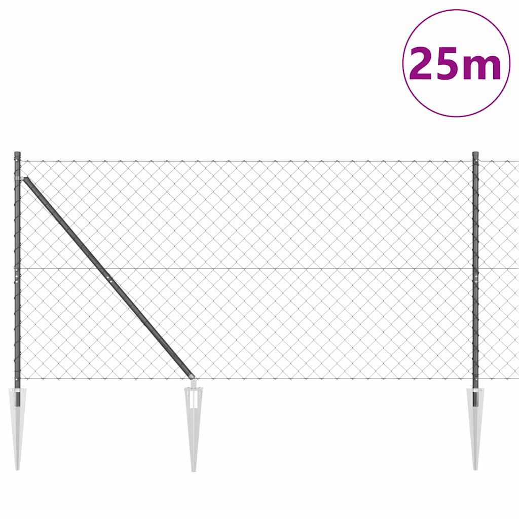 Stup za ogradu Siva 25 x 1,4 m (60 x 60 mm mreža) Čelik i PVC