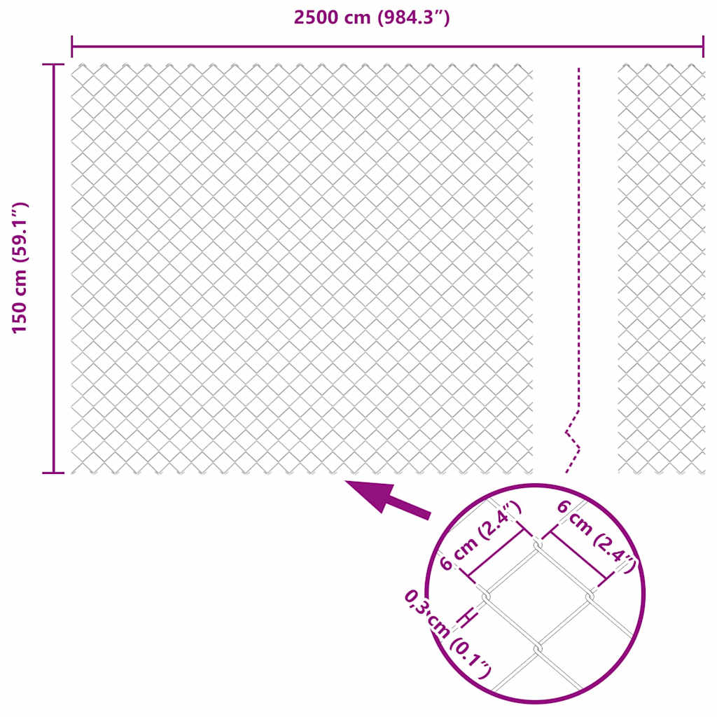 Stup za ogradu Siva 25 x 1,5 m (60 x 60 mm mreža) Čelik