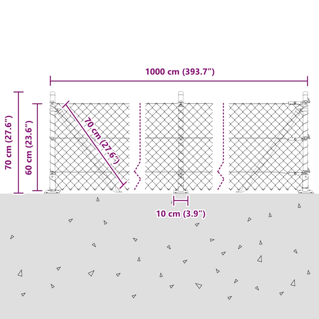 Stup za ogradu Zelena 10 x 0,6 m (40 x 40 mm mreža) Čelik i PVC
