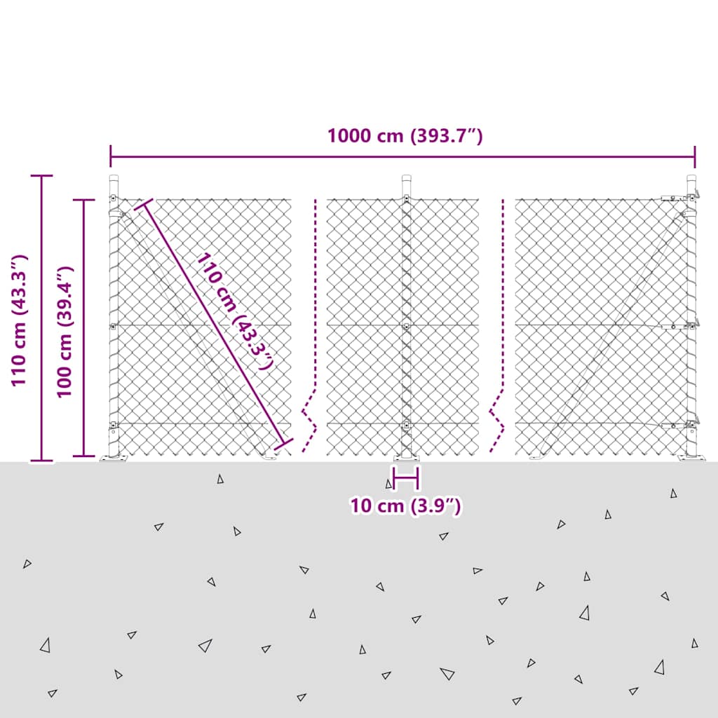 Stup za ogradu Zelena 10 x 1 m (mreža 40 x 40 mm) Čelik i PVC
