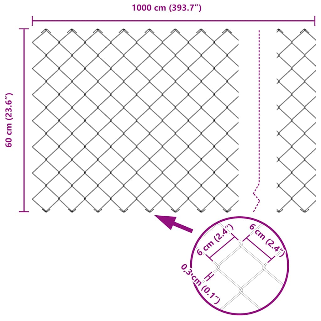 Stup za ogradu Zelena 10 x 0,6 m (60 x 60 mm mreža) Čelik i PVC