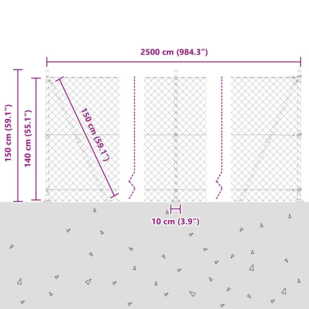 Stup za ogradu Zelena 25 x 1,4 m (60 x 60 mm mreža) Čelik i PVC
