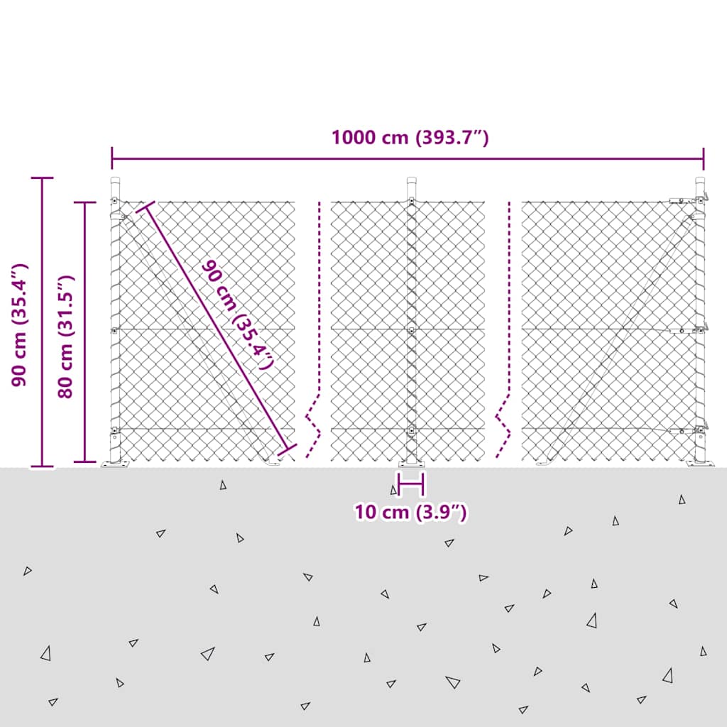 Stup za ogradu Siva 10 x 0,8 m (mreža 40 x 40 mm) Čelik i PVC