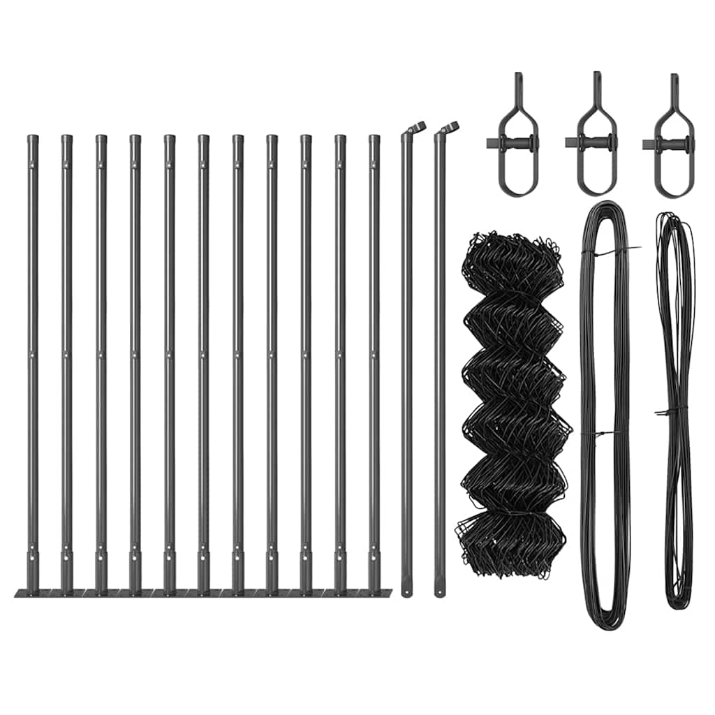 Stup za ogradu Siva 25 x 0,6 m (40 x 40 mm mreža) Čelik i PVC