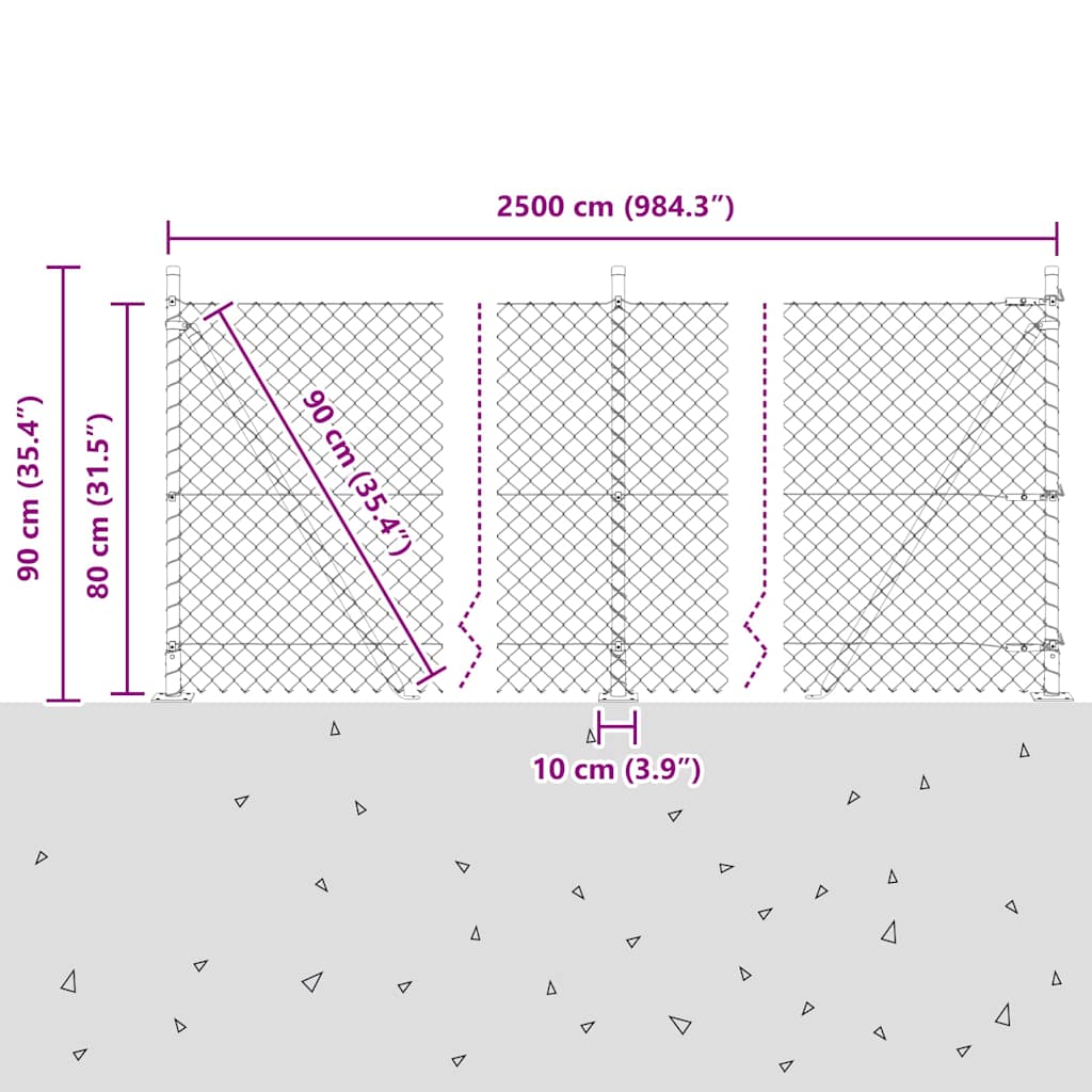 Stup za ogradu Siva 25 x 0,8 m (mreža 40 x 40 mm) Čelik i PVC