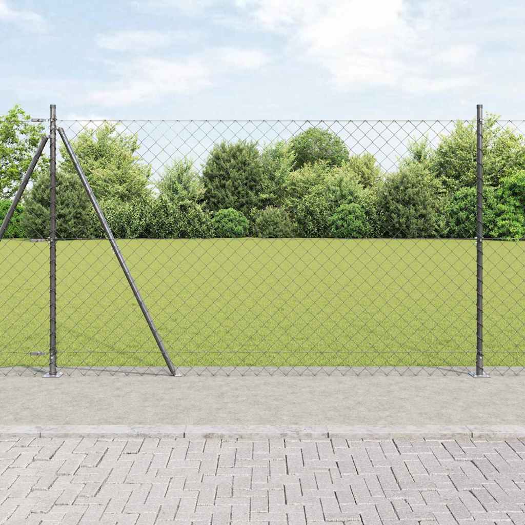 Stup za ogradu Siva 25 x 1,4 m (60 x 60 mm mreža) Čelik i PVC