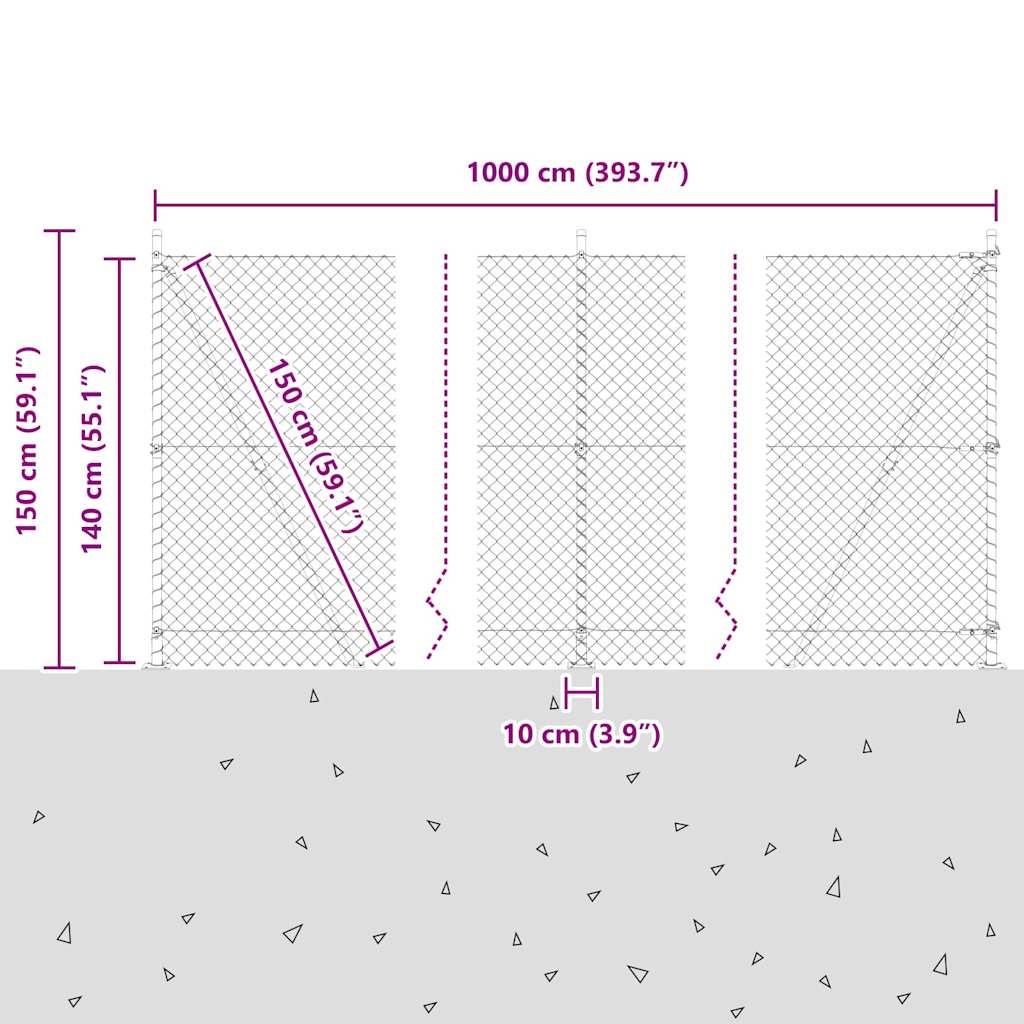 Stup za ogradu Srebrno 10 x 1,4 m (40 x 40 mm mreža) Čelik