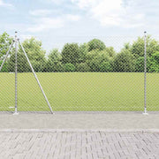 Vanjska lančana ograda s betonskom podlogom 10 x 1,5 m Srebrna