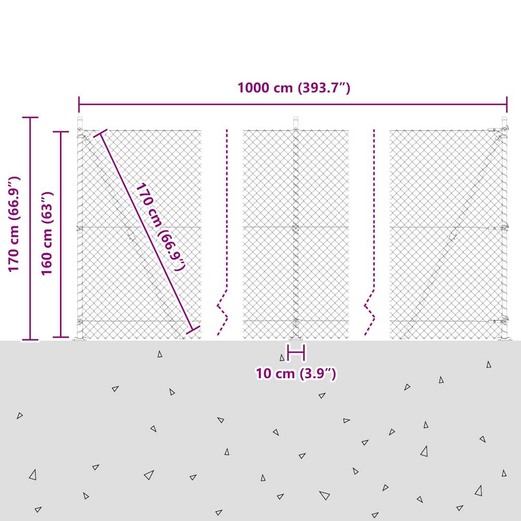 Stup za ogradu Srebrno 10 x 1,6 m (40 x 40 mm mreža) Čelik