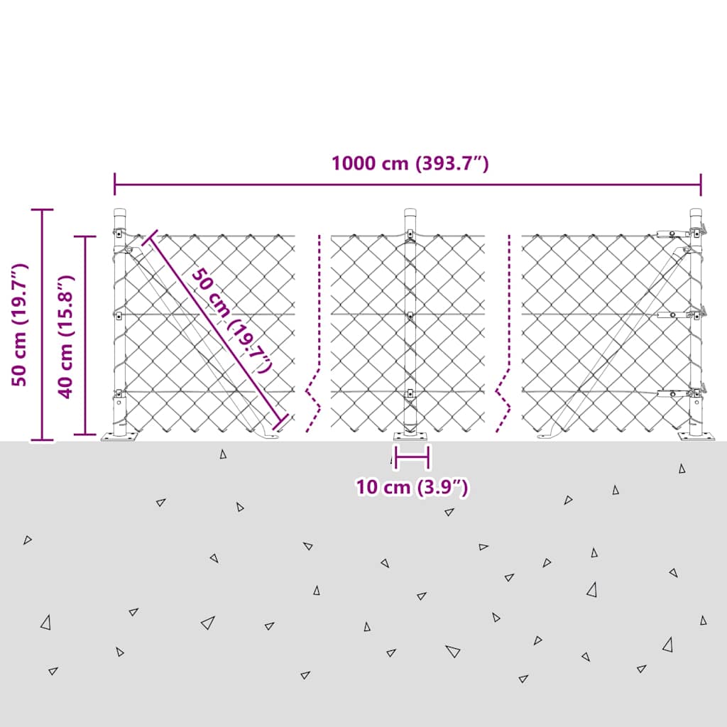 Stup za ogradu Srebrno 10 x 0,4 m (mreža 60 x 60 mm) Čelik