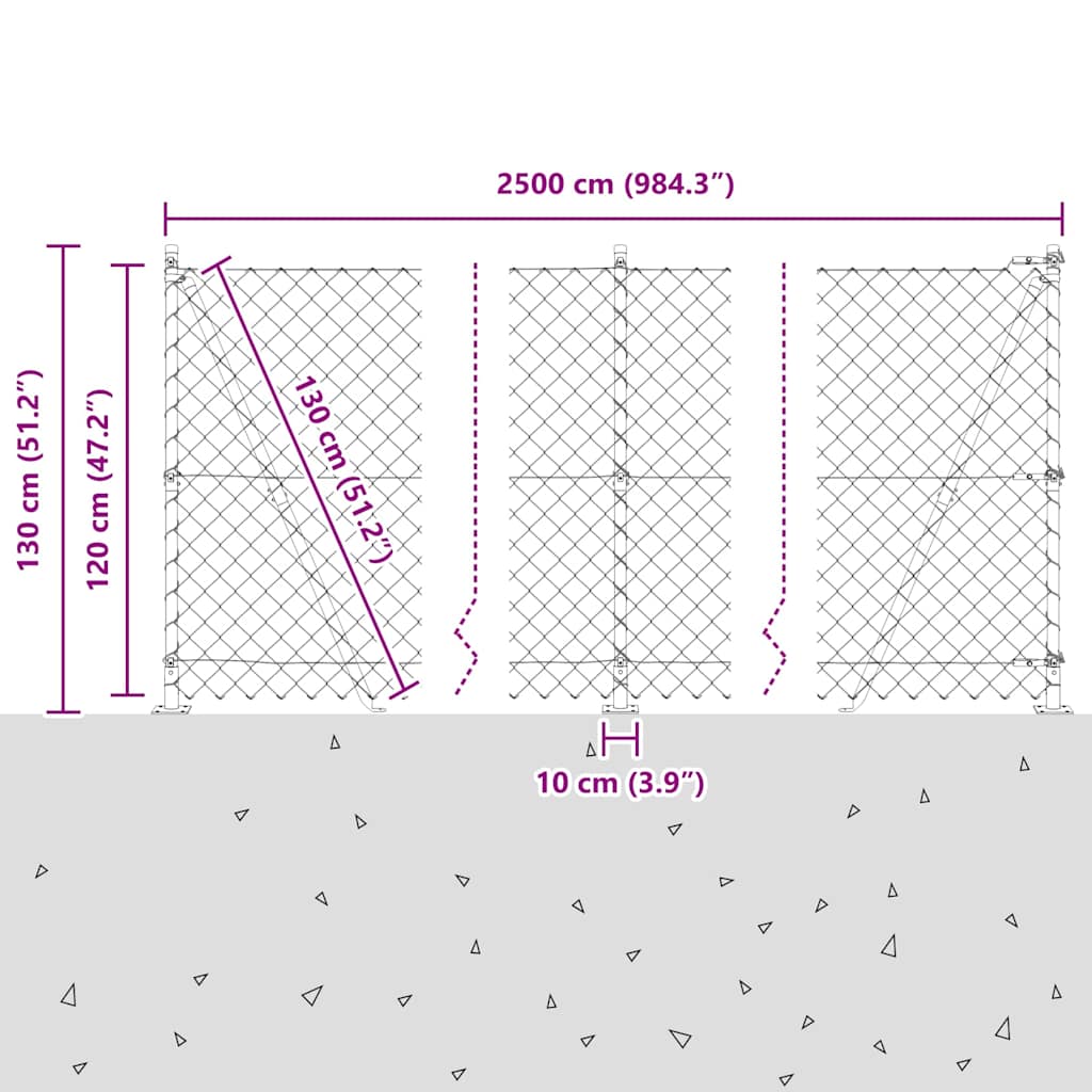 Stup za ogradu Srebrno 25 x 1,2 m (60 x 60 mm mreža) Čelik