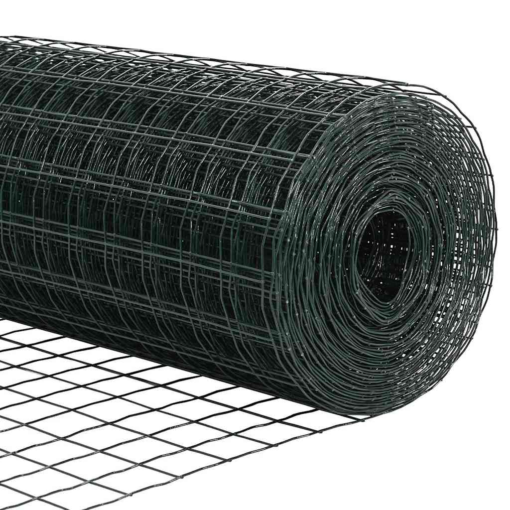 Ograda s postovima Zelena 0,8 x 10 m Čelik i PVC