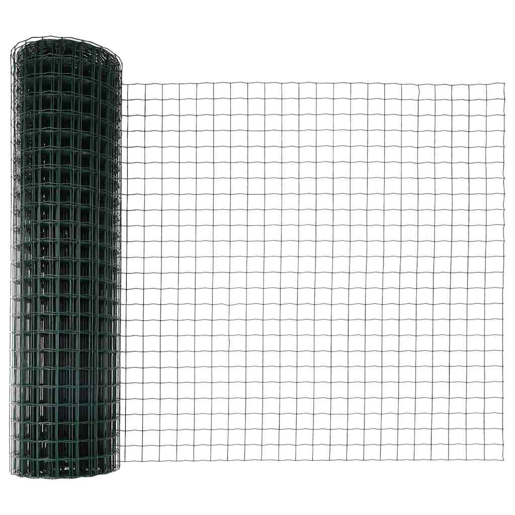 Ograda s postovima Zelena 1 x 10 m Čelik i PVC