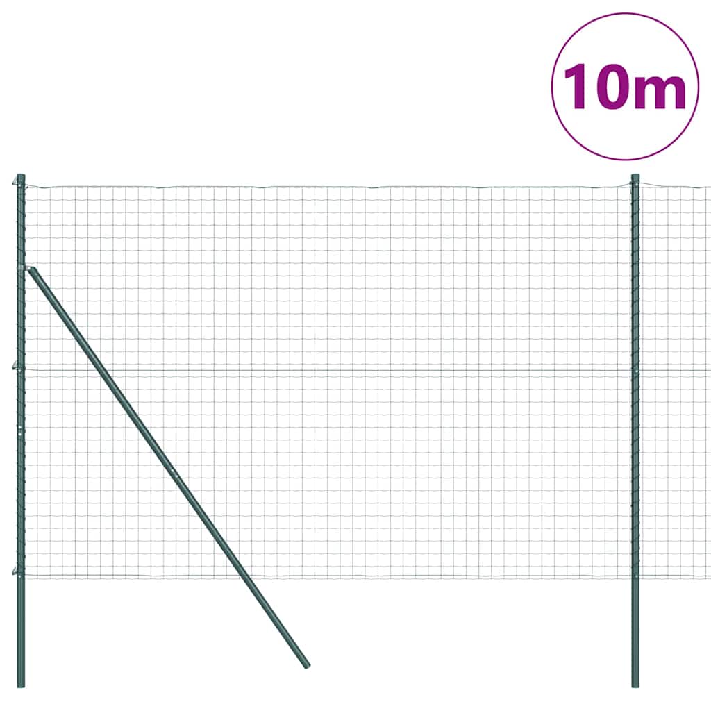 Ograda s postovima Zelena 1,6 x 10 m Čelik i PVC